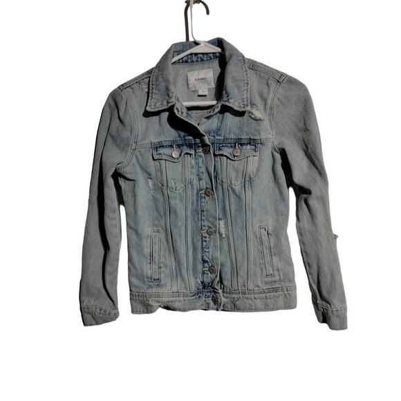 Old Navy light blue jean jacket destructed woman size XS - Picture 1 of 5